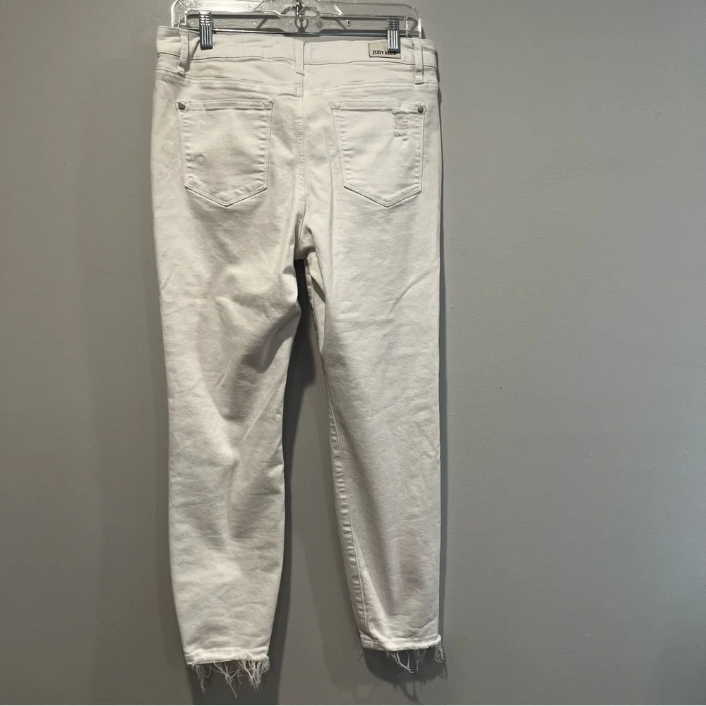 Judy Blue Jeans Women Size 9/29 White Denim High Rise Skinny Fit Distressed